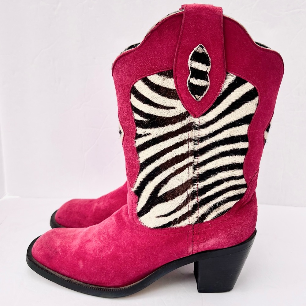 Vintage Code West Cowboy Boots Statement Western Genuine Leather Red Tan Black 7